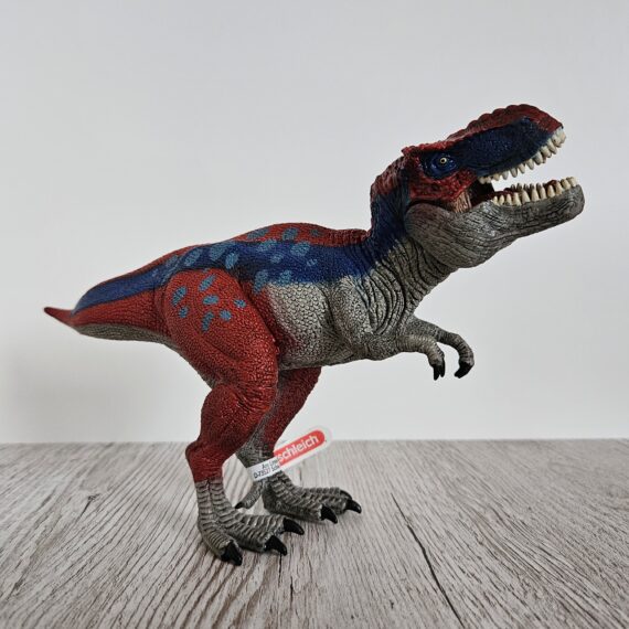 Schleich Figur namens Tyrannosaurus Rex Blau der Produktwelt Dinosaurier. Die Figur hat die offizielle Schleichnummer 72155. Die Figur trägt das Copyrightjahr 2011 und wurde dann von Schleich offiziell lizenziert. Die Schleichfigur wird eingestuft als Exklusiv.